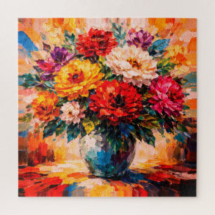 Levendige Pioenrozen Boeket in Vaas Impasto Legpuzzel