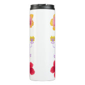 Levendige Pixel Art Tropische bloemen Thermosbeker (Achterkant)
