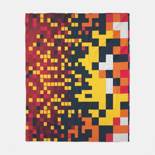 Levendige Pixel Explosion Art Fleece Deken (Voorkant)