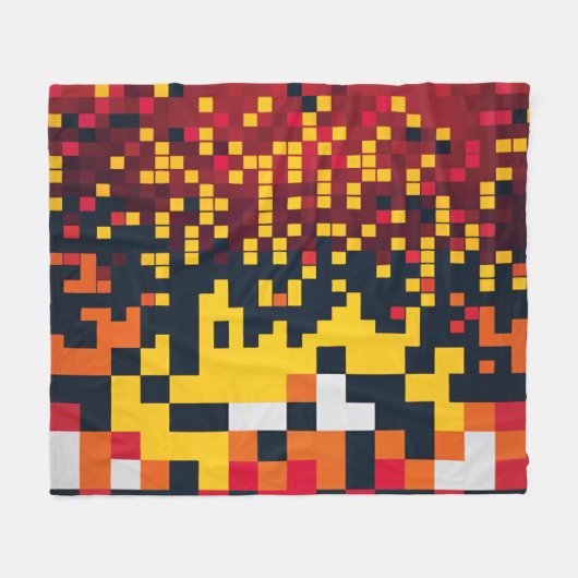 Levendige Pixel Explosion Art Fleece Deken (Voorkant (Horizontaal))