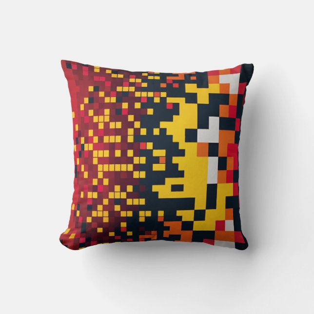 Levendige Pixel Explosion Art Kussen (Voorkant)