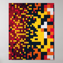 Levendige Pixel Explosion Art Poster