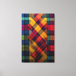 Levendige Plaid Fusion & Moderne Geometrische Text Canvas Afdruk