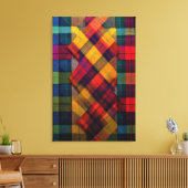 Levendige Plaid Fusion & Moderne Geometrische Text Canvas Afdruk (Insitu (Woonkamer))