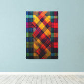 Levendige Plaid Fusion & Moderne Geometrische Text Canvas Afdruk (Insitu (Houten vloer))