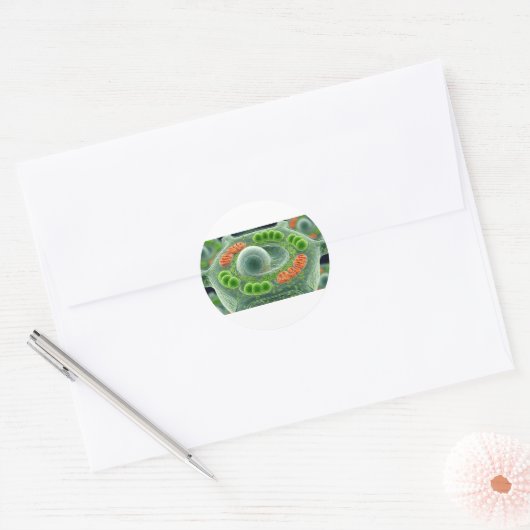 Levendige Plant cel Ronde Sticker (Envelop)