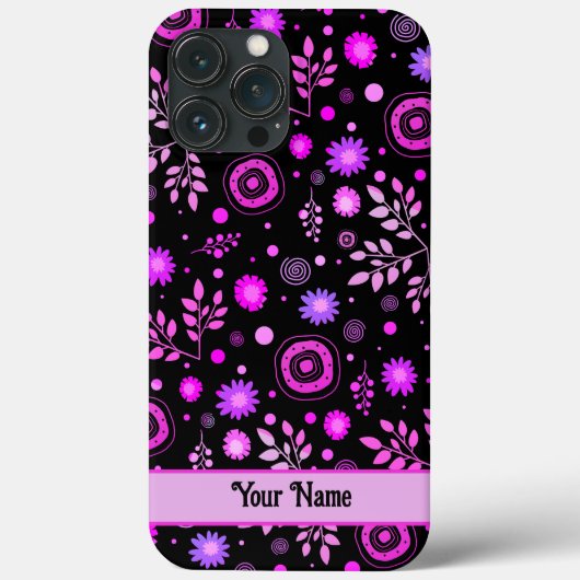 Levendige Plezier Paarse Abstracte Bloemen Modern  Case-Mate iPhone Case (Achterkant)