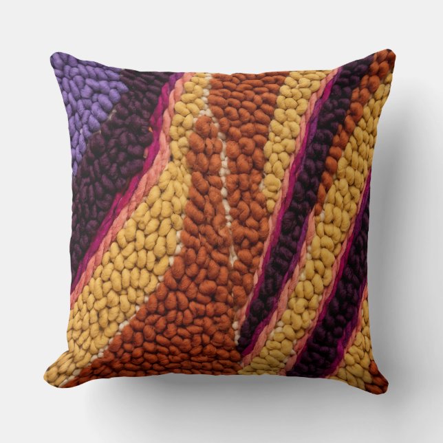 Levendige Plum & Zalm Abstract Worp Kussen (Voorkant)