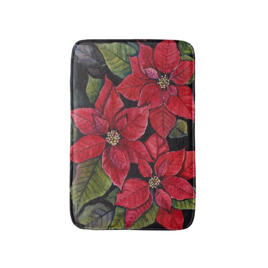 Levendige poinsettia in de Waterverf Badmat (Voorkant Verticaal)