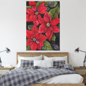 Levendige poinsettia in de Waterverf Canvas Afdruk (Insitu (Slaapkamer))