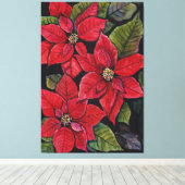 Levendige poinsettia in de Waterverf Canvas Afdruk (Insitu (Houten vloer))