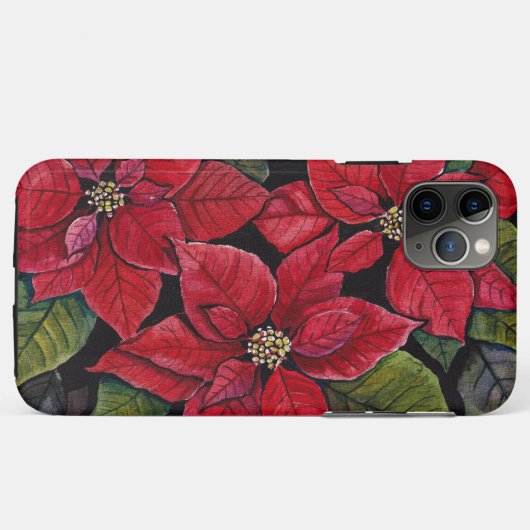 Levendige poinsettia in de Waterverf Case-Mate iPhone Case (Achterkant (horizontaal))