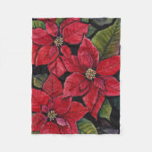 Levendige poinsettia in de Waterverf Fleece Deken (Voorkant)