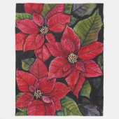 Levendige poinsettia in de Waterverf Fleece Deken (Voorkant)