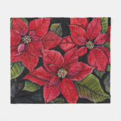 Levendige poinsettia in de Waterverf Fleece Deken (Voorkant (Horizontaal))