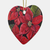 Levendige poinsettia in de Waterverf Keramisch Ornament (Links)