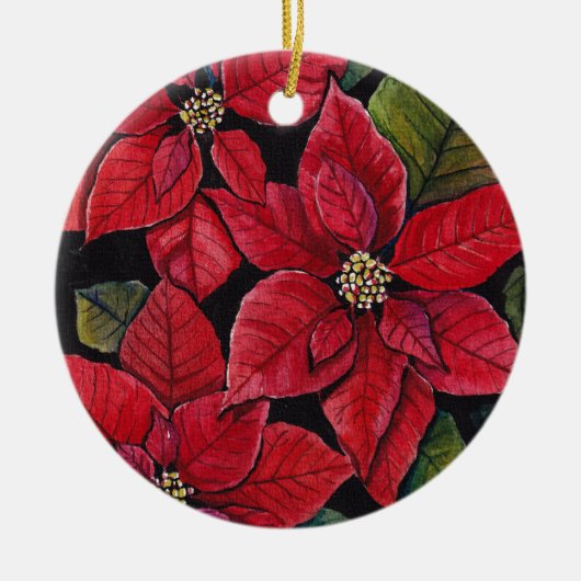 Levendige poinsettia in de Waterverf Keramisch Ornament (Voorkant)
