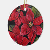 Levendige poinsettia in de Waterverf Keramisch Ornament (Links)