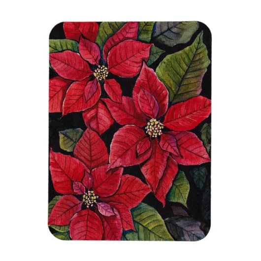 Levendige poinsettia in de Waterverf Magneet (Verticaal)