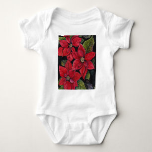 Levendige poinsettia in de Waterverf Romper
