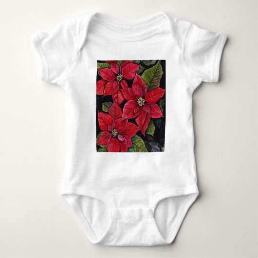 Levendige poinsettia in de Waterverf Romper (Voorkant)