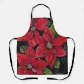 Levendige poinsettia in de Waterverf Schort (Voorkant)