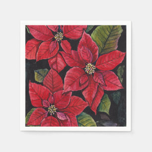 Levendige poinsettia in de Waterverf Servet