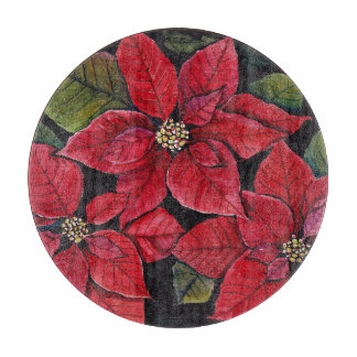 Levendige poinsettia in de Waterverf Snijplank
