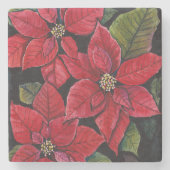Levendige poinsettia in de Waterverf Stenen Onderzetter (Voorkant)