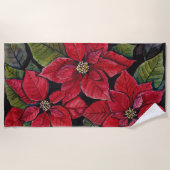 Levendige poinsettia in de Waterverf Strandlaken (Voorkant)