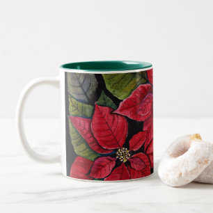 Levendige poinsettia in de Waterverf Tweekleurige Koffiemok