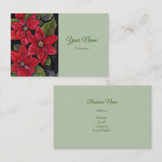 Levendige poinsettia in de Waterverf Visitekaartje