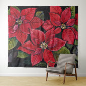 Levendige poinsettia in de Waterverf Wandkleed (In Situ (horizontaal))
