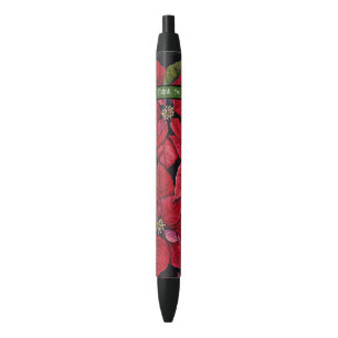 Levendige poinsettia in de Waterverf Zwarte Inkt Pen