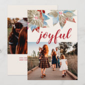 Levendige Poinsettia Kerstmis Fotokaart Feestdagenkaart (Voorkant / Achterkant)