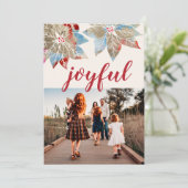 Levendige Poinsettia Kerstmis Fotokaart Feestdagenkaart (Staand voorkant)