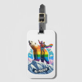 Levendige polar beer Perched op berg met meisjes Bagagelabel (Voorkant (verticaal))