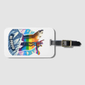 Levendige polar beer Perched op berg met meisjes Bagagelabel (Voorkant (horizontaal))