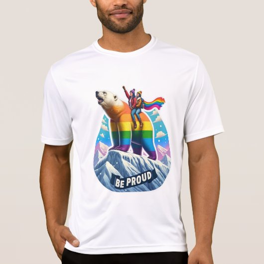 Levendige polar beer Perched op berg met meisjes T-shirt (Voorkant)