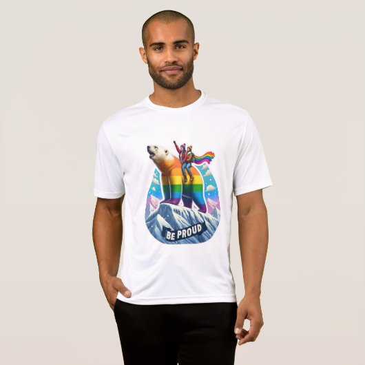 Levendige polar beer Perched op berg met meisjes T-shirt (Voorkant volledig)