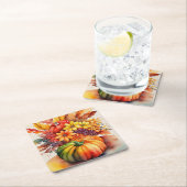 Levendige pompoen boeket goud herfst oogst kartonnen onderzetters (Insitu)