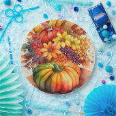 Levendige pompoen boeket goud herfst oogst papieren bordje (Feest)