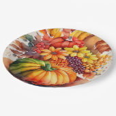 Levendige pompoen boeket goud herfst oogst papieren bordje (Gekanteld)