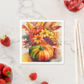 Levendige pompoen boeket goud herfst oogst servet (Insitu)