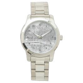 Levendige Pond in zwart-wit Horloge