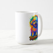 Levendige Pop Art Bichon Frisé Koffiemok (Voorkant rechts)