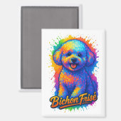 Levendige Pop Art Bichon Frisé Magneet (Voorkant / Achterkant)