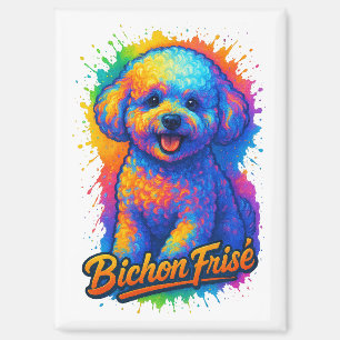 Levendige Pop Art Bichon Frisé Magneet