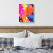 Levendige Pop Art Bloemige Abstracte Kunst Canvas Afdruk (Insitu (Slaapkamer))