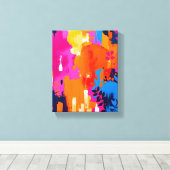 Levendige Pop Art Bloemige Abstracte Kunst Canvas Afdruk (Insitu (Houten vloer))